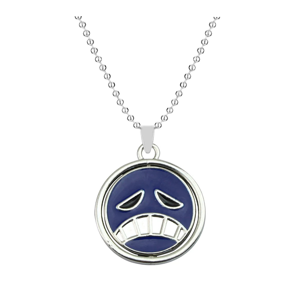 Anime One Piece Necklace Portgas D Ace Keychain Metal Necklaces Jewelry Creative Rotating Pendant Chains Choker Keychain