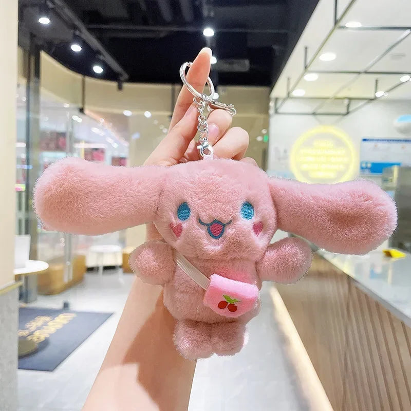 12Cm Sanrio Cartoon Anime Keychain Plush Love Purple Blue Pink Toy Cinnamoroll Cute Soft Stuffed Dolls Pendant Kid Birthday Gift