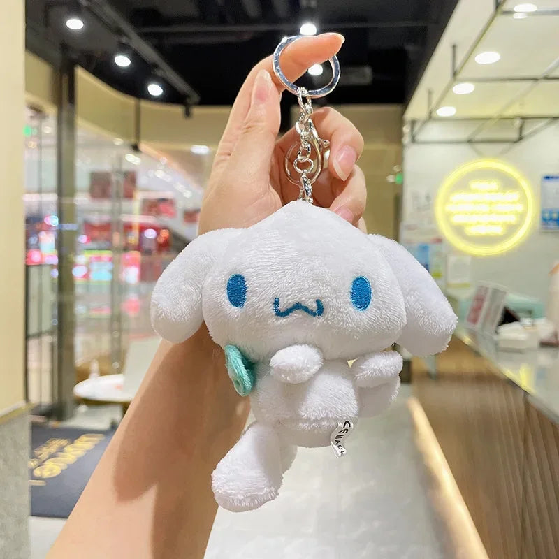 12Cm Sanrio Cartoon Anime Keychain Plush Love Purple Blue Pink Toy Cinnamoroll Cute Soft Stuffed Dolls Pendant Kid Birthday Gift