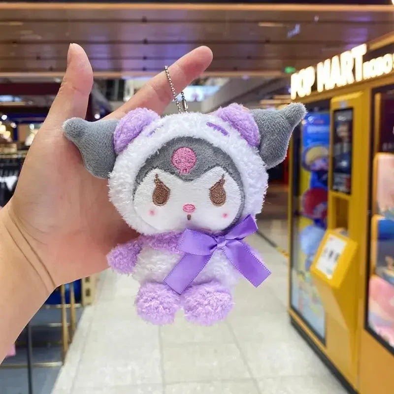 12Cm Sanrio Cartoon Anime Keychain Plush Love Purple Blue Pink Toy Cinnamoroll Cute Soft Stuffed Dolls Pendant Kid Birthday Gift