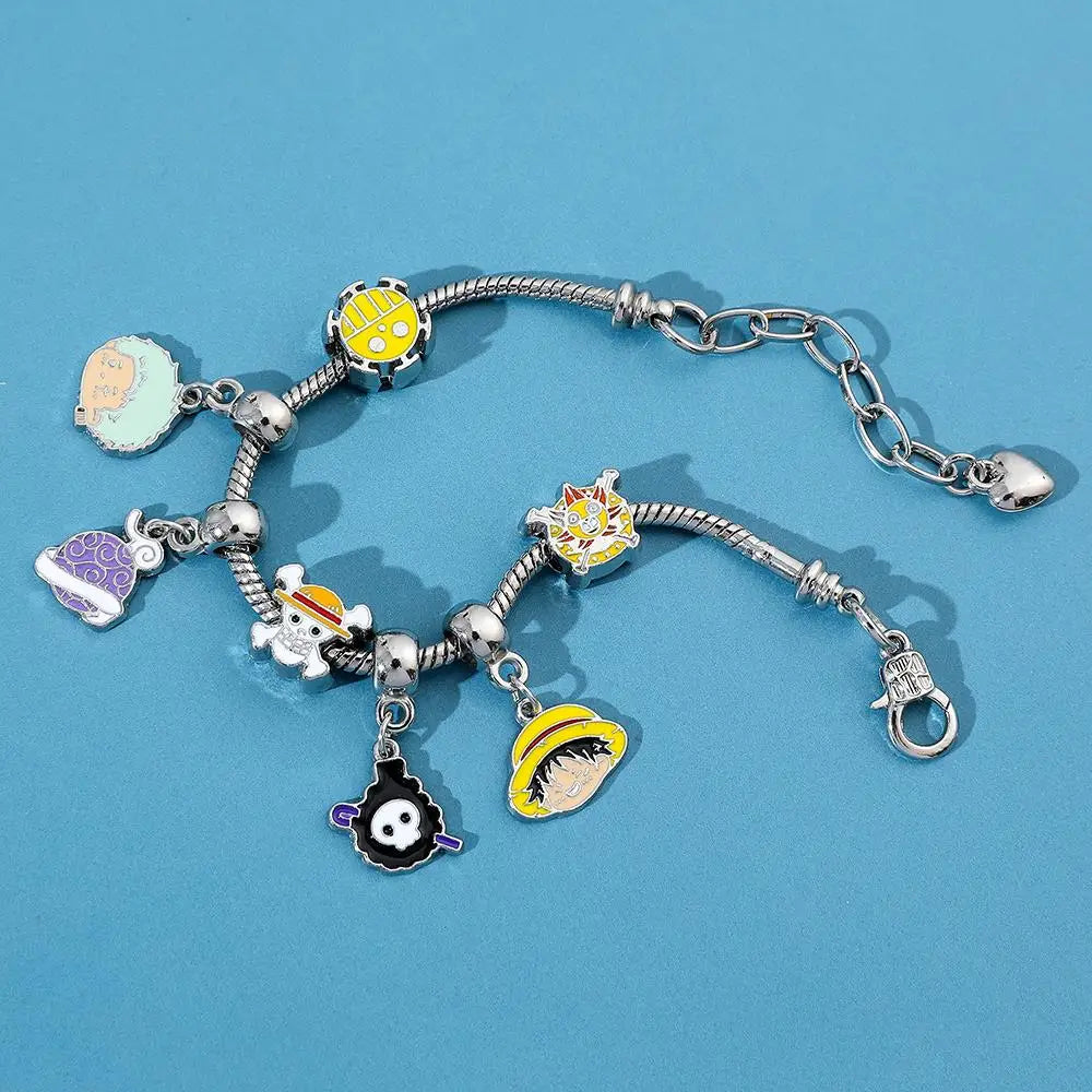 One Piece Bracelets Anime Figure Monkey D. Luffy Pirate Beads Chains DIY Charms Bracelet for Women Jewelry Party Gifts