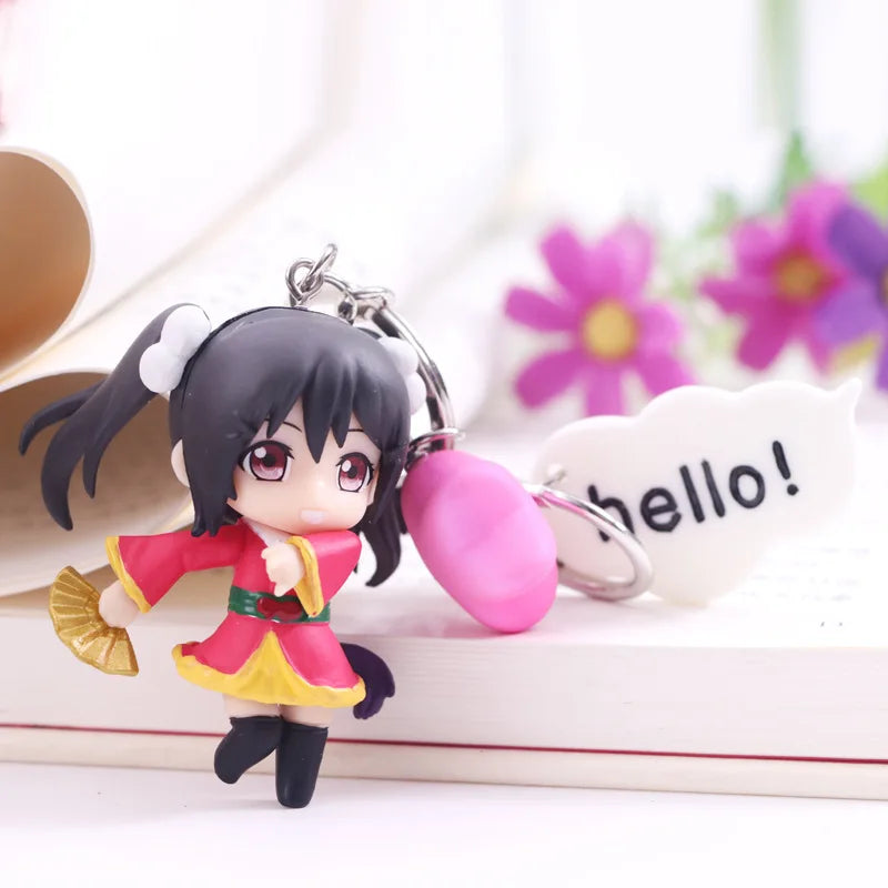 Anime Love Live Cute Kawaii Keychain PVC Figure Key Chain Collectible Model Toy