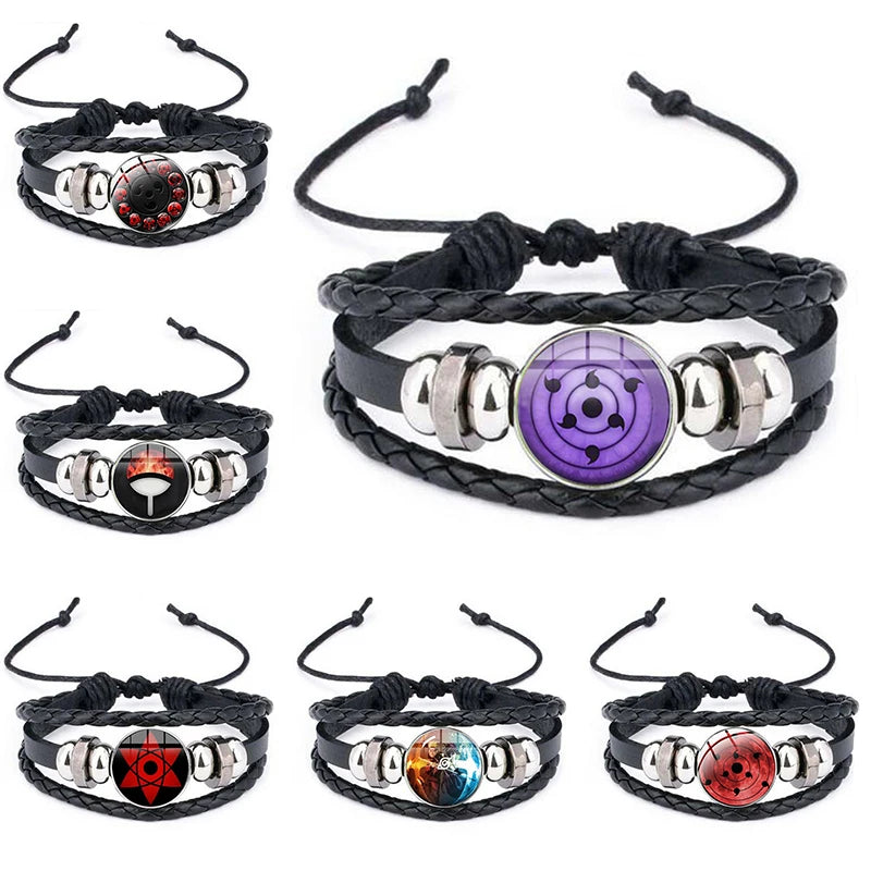 Anime Sharingan Eye Bracelet Vintage Figure Leather Bracelets Goth Fashion Bangle for Fans Men Jewelry Gifts 2021 Trendy