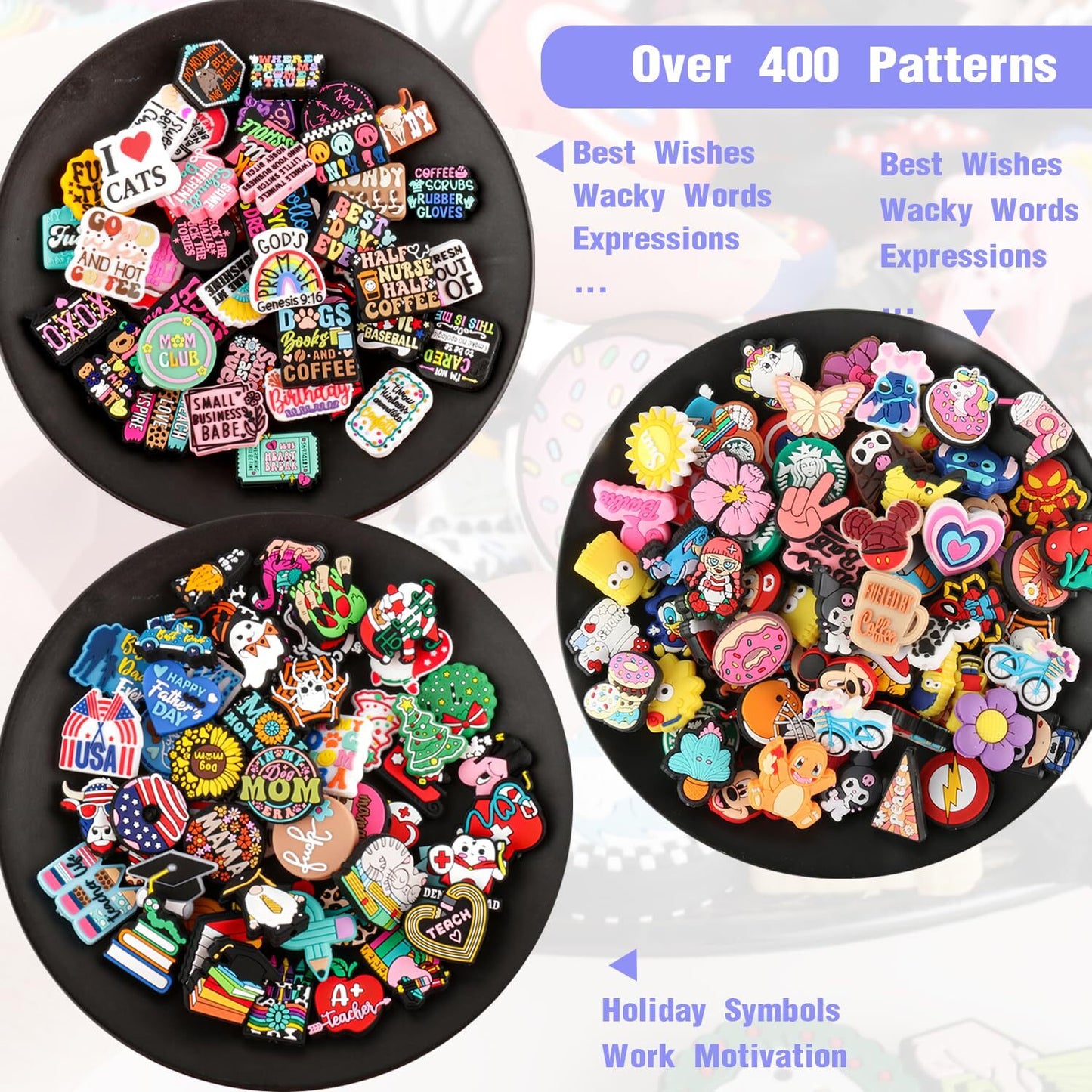 80Pcs Non-Repeat Cartoon Silicone Focal Beads for Pens, Random Focal Beads Bu...