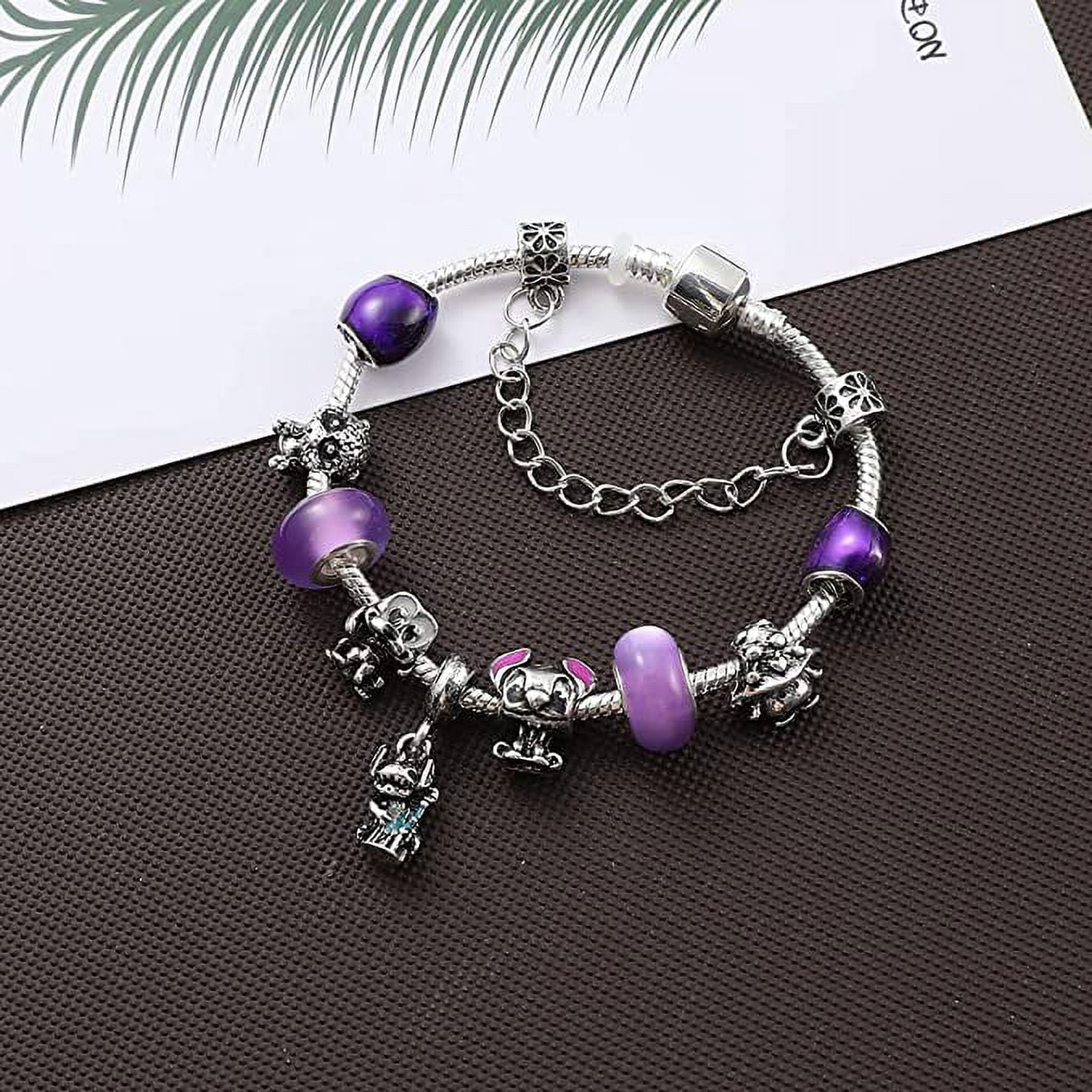 Anime Stitch Charm Bracelet Jewelry - Ohana Means Family Anime Cartoon Charm Bracelet Gifts for Women Girl