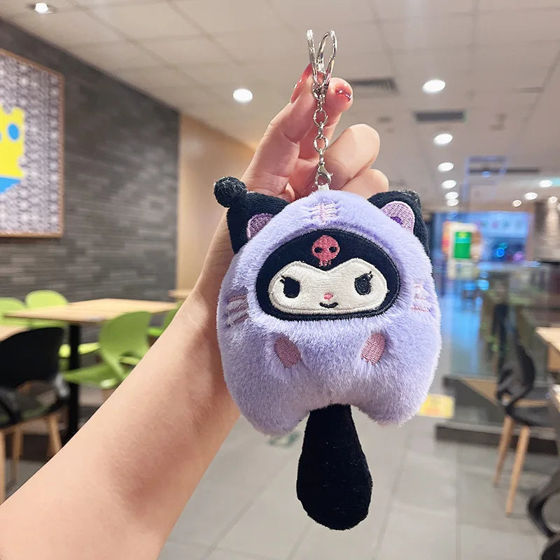 산리오 Fish Plush Keychain Cartoon Sanrio Plush Cinnamoroll 쿠로미 시나모롤 Pompompurin 키링 Cartoon Anime Pendant Kawaii Bag Decor Kid Girl