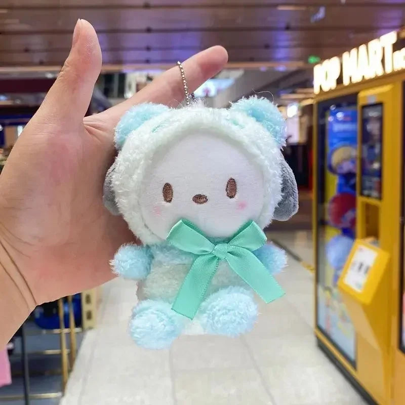 12Cm Sanrio Cartoon Anime Keychain Plush Love Purple Blue Pink Toy Cinnamoroll Cute Soft Stuffed Dolls Pendant Kid Birthday Gift