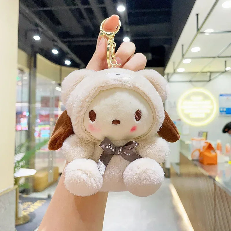12Cm Sanrio Cartoon Anime Keychain Plush Love Purple Blue Pink Toy Cinnamoroll Cute Soft Stuffed Dolls Pendant Kid Birthday Gift