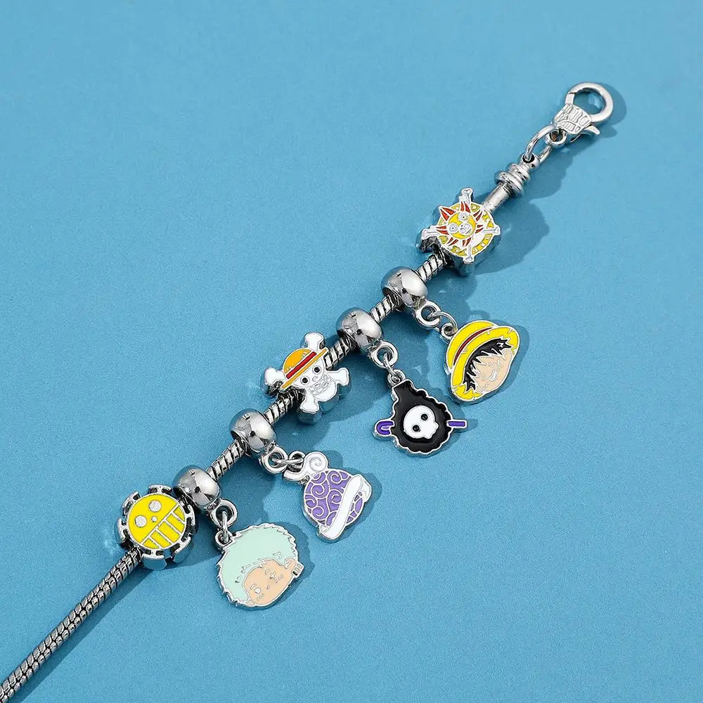 One Piece Bracelets Anime Figure Monkey D. Luffy Pirate Beads Chains DIY Charms Bracelet for Women Jewelry Party Gifts
