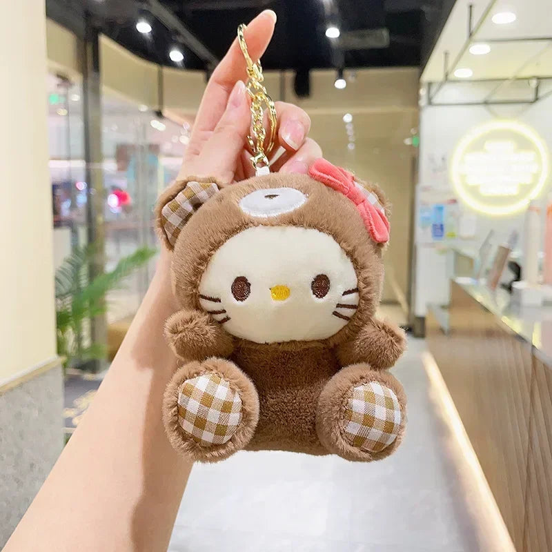 12Cm Sanrio Cartoon Anime Keychain Plush Love Purple Blue Pink Toy Cinnamoroll Cute Soft Stuffed Dolls Pendant Kid Birthday Gift