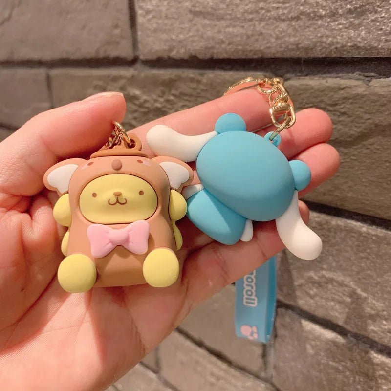 Anime Sanrio Hello Kitty Figures Keychain Kuromi My Melody Action Figural Model PVC Key Ring Cinnamoroll Figurine Birthday Gifts