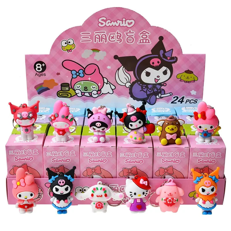 Anime Sanrio Hello Kitty Black Girl Keychain Pendant Character Pokémon Pikachu Keychain Blind Box Toy Children'S Birthday Gift