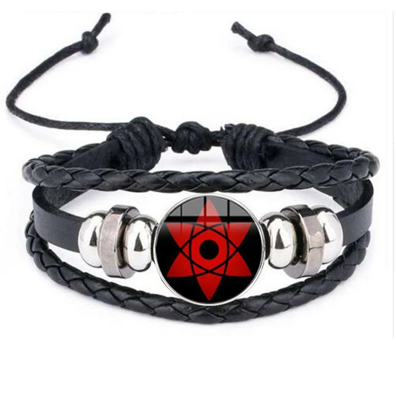 Anime Sharingan Eye Bracelet Vintage Figure Leather Bracelets Goth Fashion Bangle for Fans Men Jewelry Gifts 2021 Trendy
