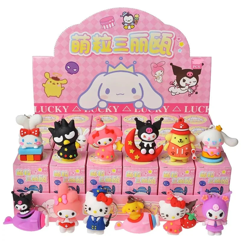 Anime Sanrio Hello Kitty Black Girl Keychain Pendant Character Pokémon Pikachu Keychain Blind Box Toy Children'S Birthday Gift