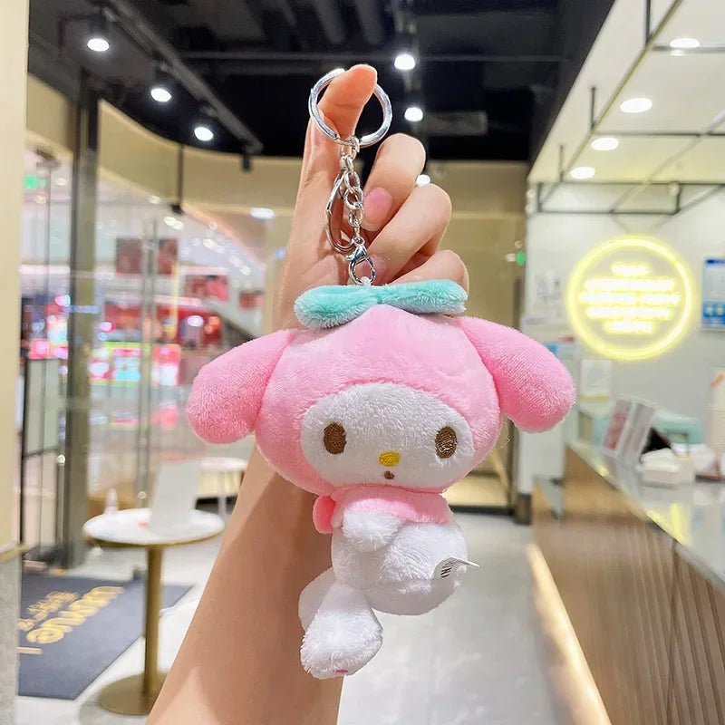 12Cm Sanrio Cartoon Anime Keychain Plush Love Purple Blue Pink Toy Cinnamoroll Cute Soft Stuffed Dolls Pendant Kid Birthday Gift