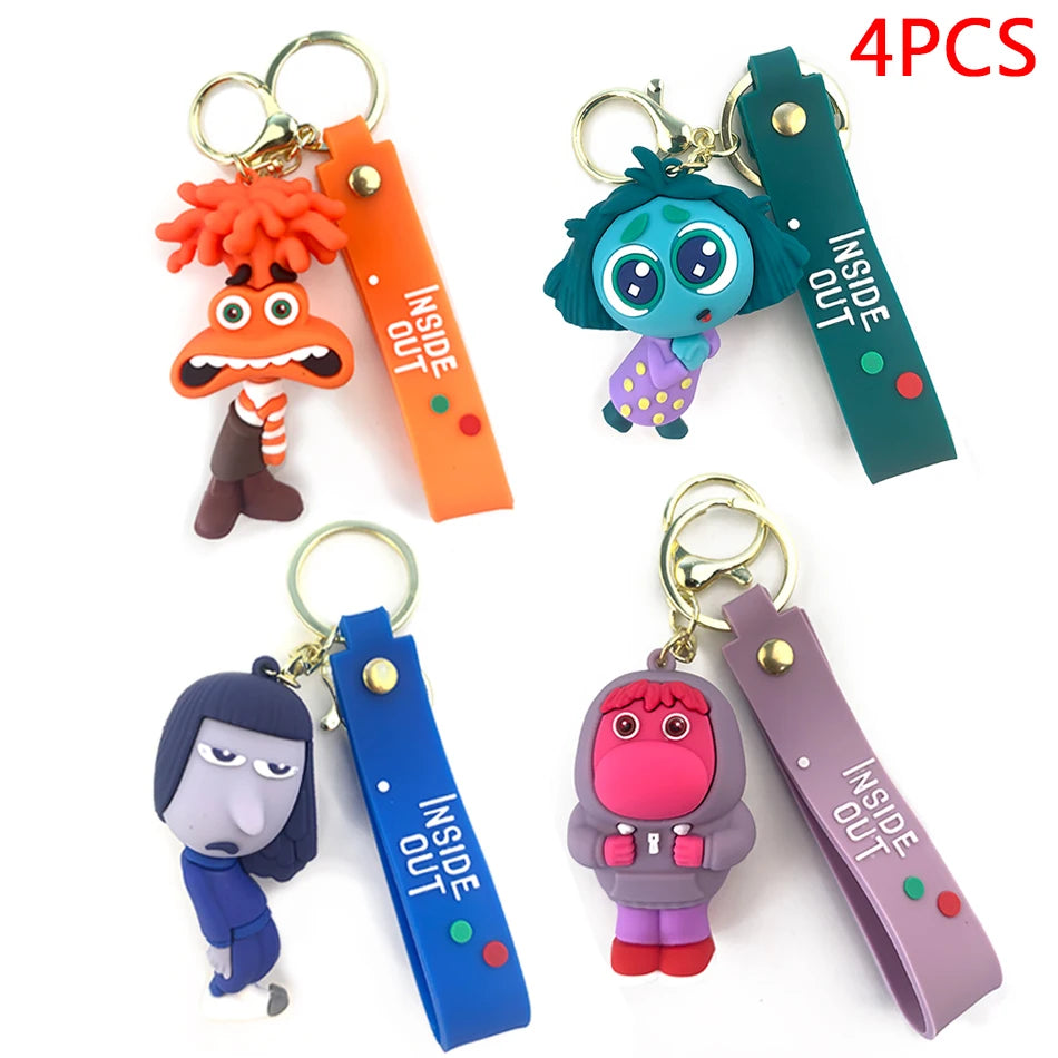 3D Cartoon inside Out 2 Keychain Anime Cartoon Character Keychain Pendant Personality Creative Soft Glue Doll Small Pendant