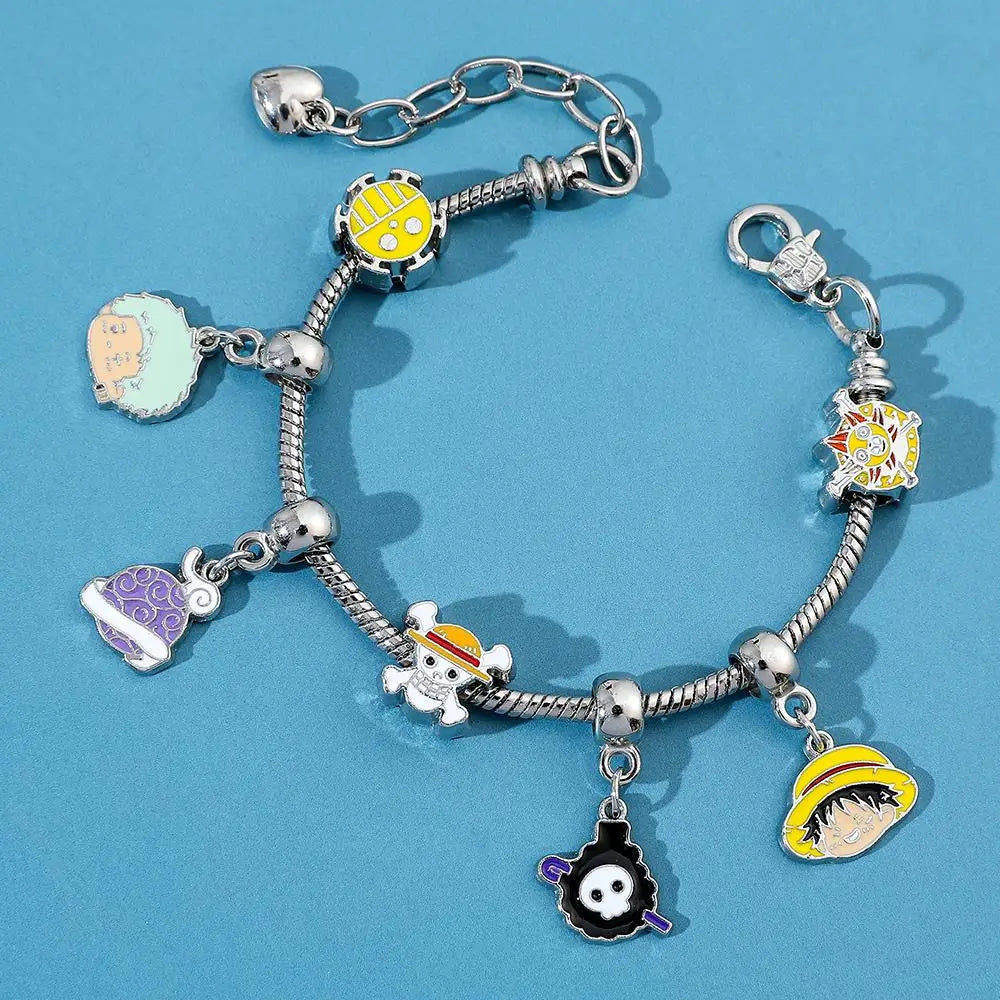 One Piece Bracelets Anime Figure Monkey D. Luffy Pirate Beads Chains DIY Charms Bracelet for Women Jewelry Party Gifts
