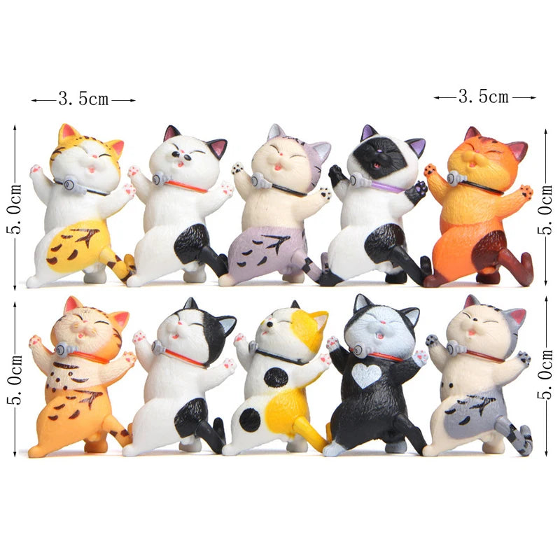 PVC 9 Styles Mini Cute Fat Bell Cats Figure Pendant Anime Keychain Charms Animal Expression Toy Gift Decorations