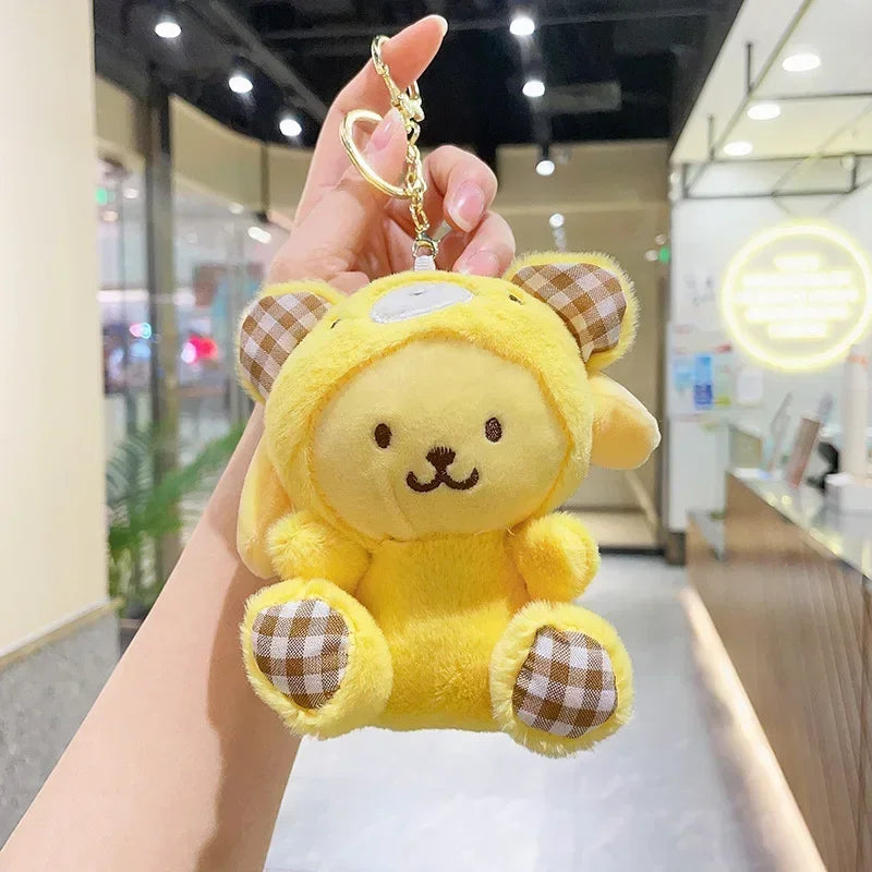 12Cm Sanrio Cartoon Anime Keychain Plush Love Purple Blue Pink Toy Cinnamoroll Cute Soft Stuffed Dolls Pendant Kid Birthday Gift
