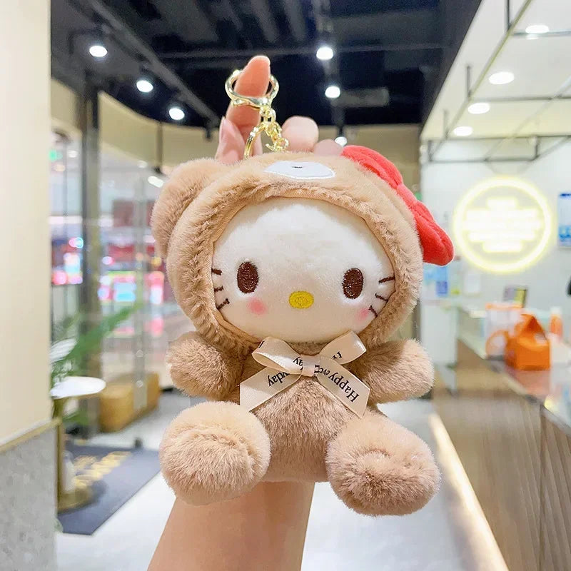 12Cm Sanrio Cartoon Anime Keychain Plush Love Purple Blue Pink Toy Cinnamoroll Cute Soft Stuffed Dolls Pendant Kid Birthday Gift