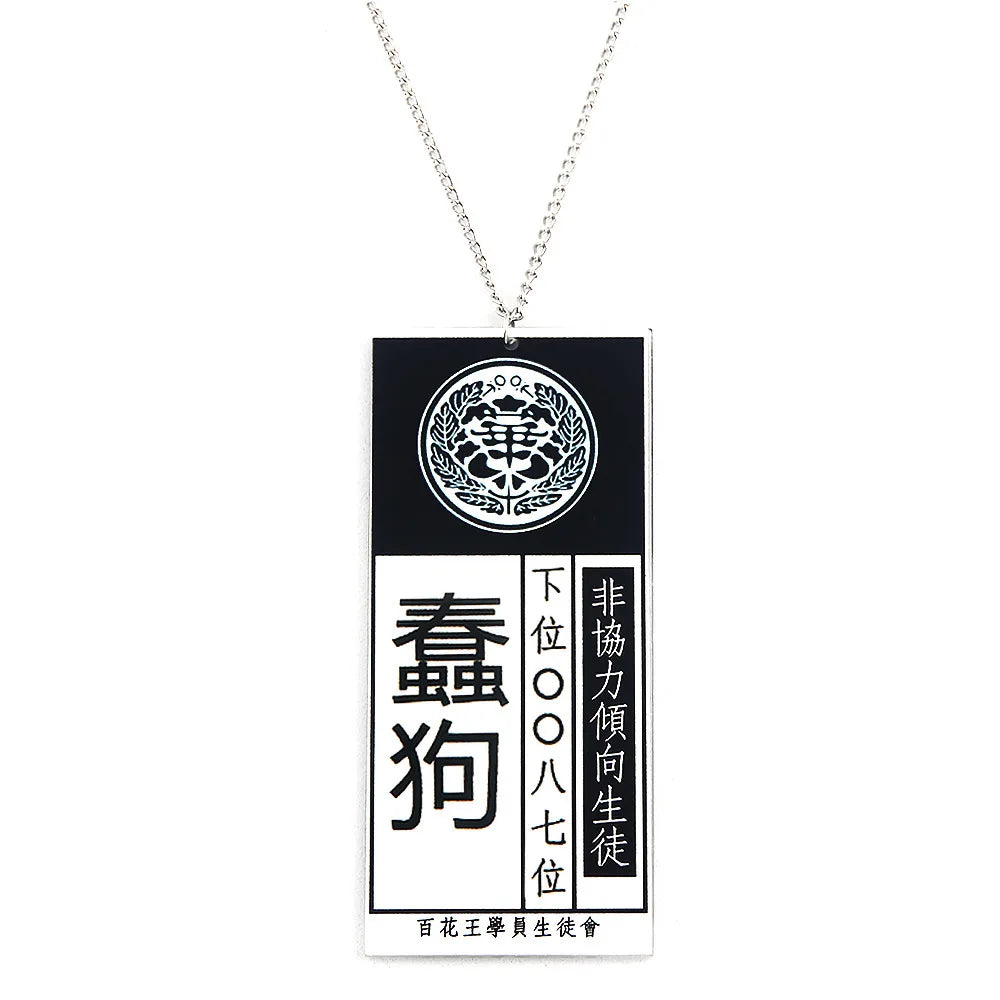 Anime Hot Cool Cosplay Props Kakegurui Yumeko Jabami Acrylic Necklace Pendant Accessories School Name Card Cosplay Accessories