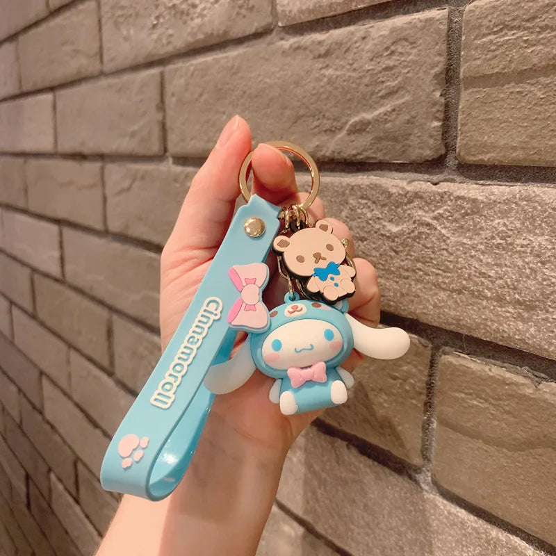 Anime Sanrio Hello Kitty Figures Keychain Kuromi My Melody Action Figural Model PVC Key Ring Cinnamoroll Figurine Birthday Gifts