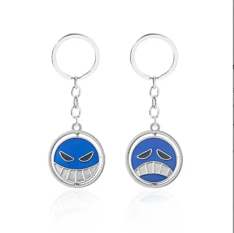 Anime One Piece Necklace Portgas D Ace Keychain Metal Necklaces Jewelry Creative Rotating Pendant Chains Choker Keychain