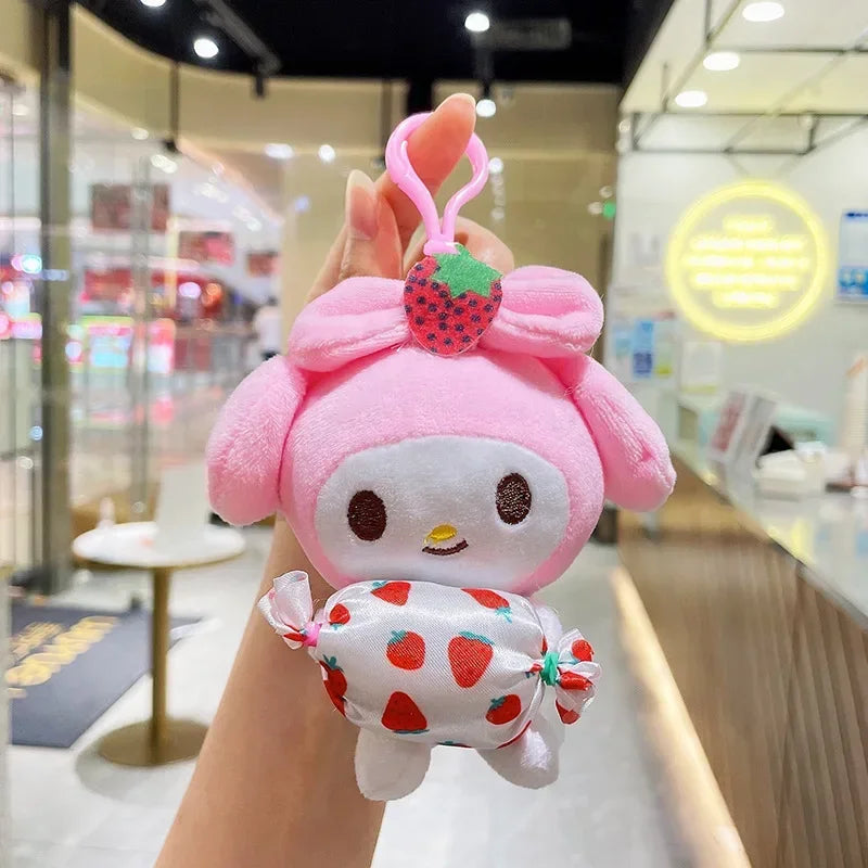 12Cm Sanrio Cartoon Anime Keychain Plush Love Purple Blue Pink Toy Cinnamoroll Cute Soft Stuffed Dolls Pendant Kid Birthday Gift