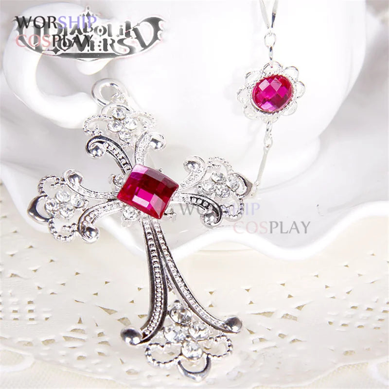DIABOLIK LOVERS Komori Yui Cosplay Cross Necklace Headwear Hairpin Anime Accessories Prop Gift