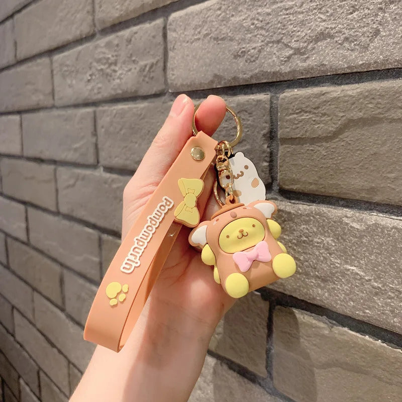 Anime Sanrio Hello Kitty Figures Keychain Kuromi My Melody Action Figural Model PVC Key Ring Cinnamoroll Figurine Birthday Gifts