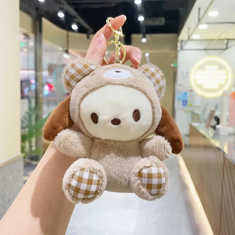 12Cm Sanrio Cartoon Anime Keychain Plush Love Purple Blue Pink Toy Cinnamoroll Cute Soft Stuffed Dolls Pendant Kid Birthday Gift