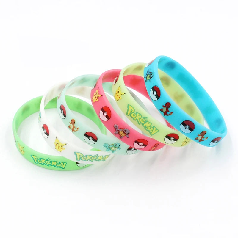 Pokemon Bracelet Anime Pocket Pikachu Noctilucent Cartoon Silicone Wristband Bracelets Party Gifts Cosplay Accessoires Toys