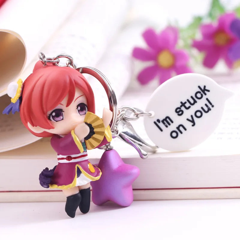Anime Love Live Cute Kawaii Keychain PVC Figure Key Chain Collectible Model Toy