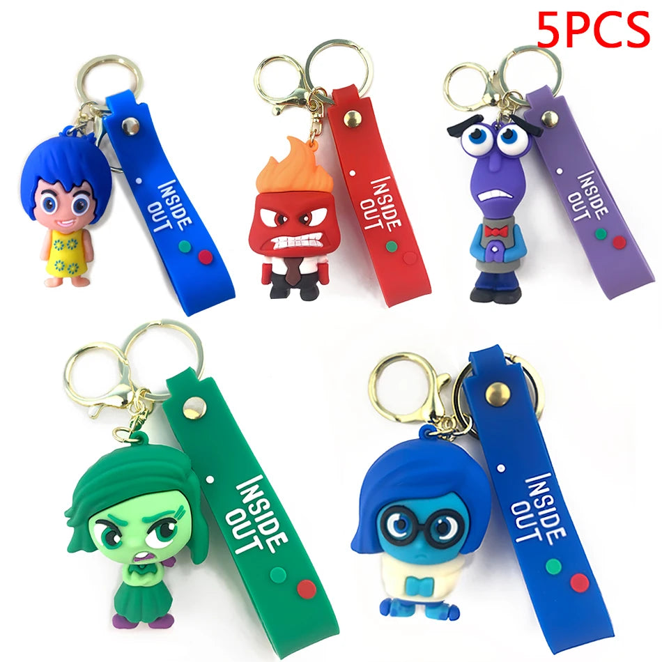 3D Cartoon inside Out 2 Keychain Anime Cartoon Character Keychain Pendant Personality Creative Soft Glue Doll Small Pendant