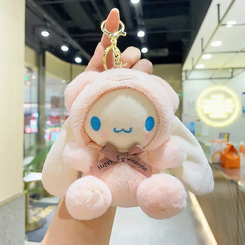 12Cm Sanrio Cartoon Anime Keychain Plush Love Purple Blue Pink Toy Cinnamoroll Cute Soft Stuffed Dolls Pendant Kid Birthday Gift