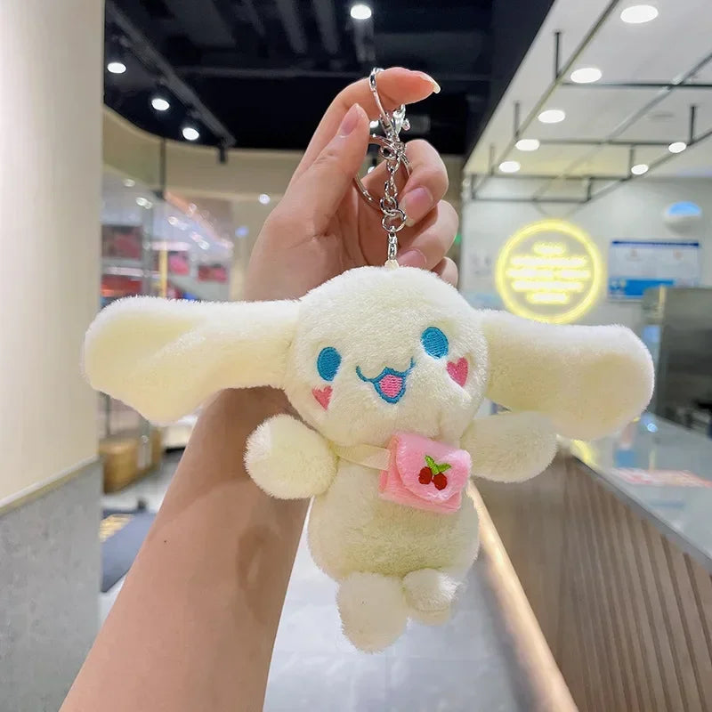 12Cm Sanrio Cartoon Anime Keychain Plush Love Purple Blue Pink Toy Cinnamoroll Cute Soft Stuffed Dolls Pendant Kid Birthday Gift