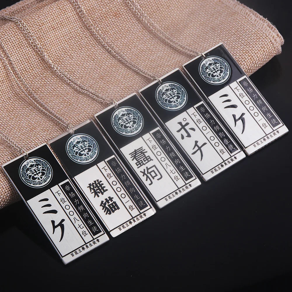 Anime Hot Cool Cosplay Props Kakegurui Yumeko Jabami Acrylic Necklace Pendant Accessories School Name Card Cosplay Accessories