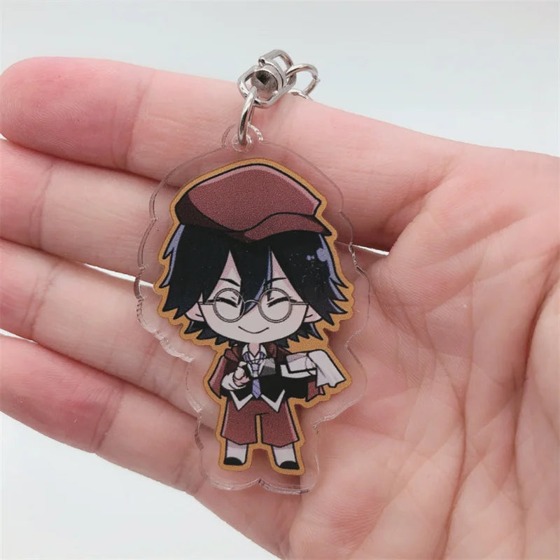 Anime Dogs Keychain Nakajima Atsushi Dazai Osamu Ryunosuke Akutagawa Cosplay Key Chain Pendant Cartoon Badge
