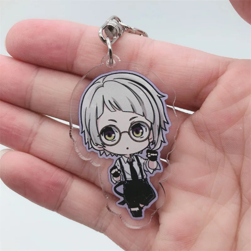 Anime Dogs Keychain Nakajima Atsushi Dazai Osamu Ryunosuke Akutagawa Cosplay Key Chain Pendant Cartoon Badge