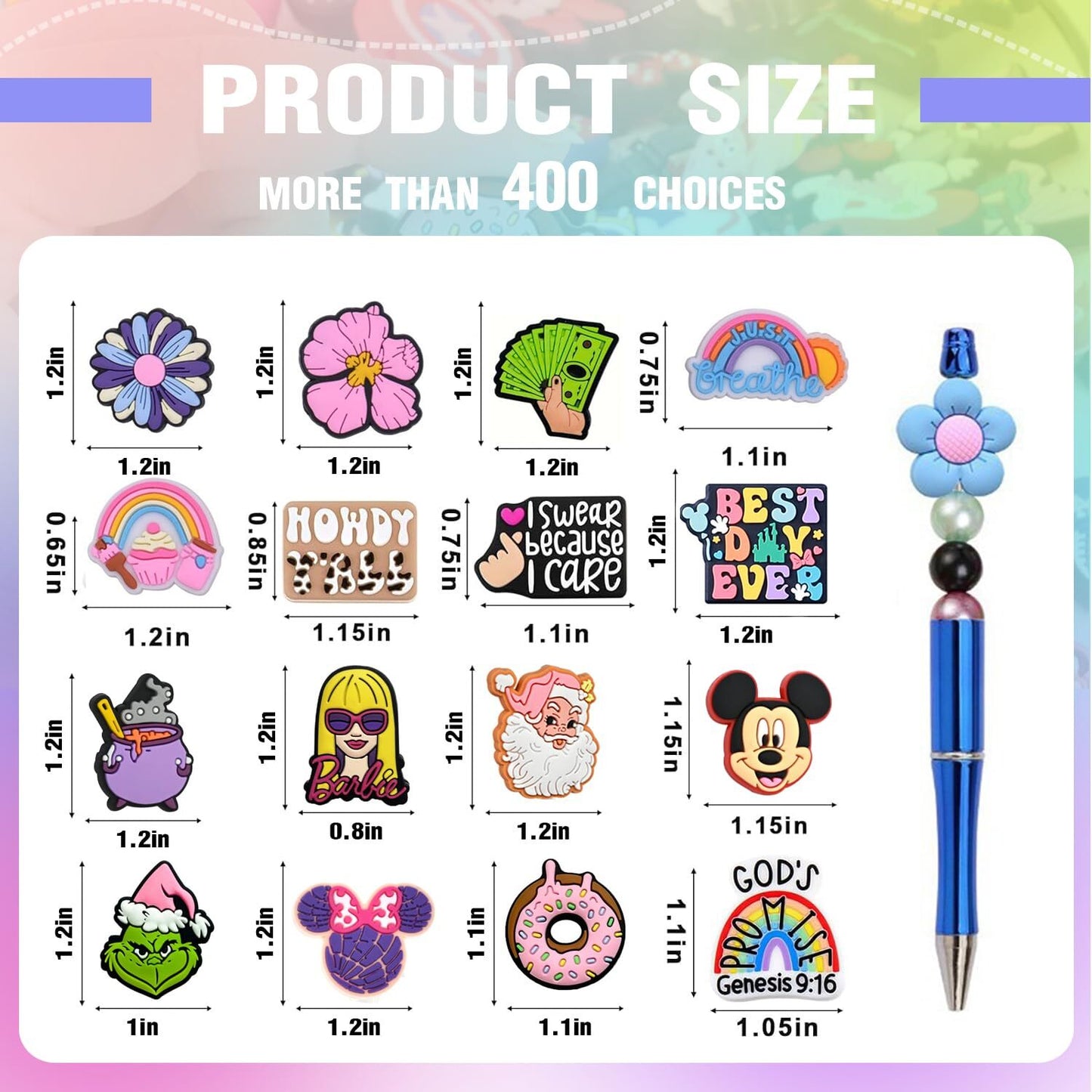80Pcs Non-Repeat Cartoon Silicone Focal Beads for Pens, Random Focal Beads Bu...