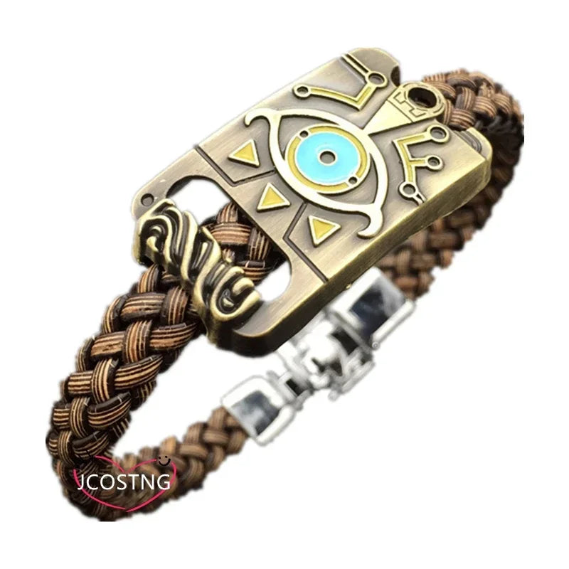 Classic Game Anime Knit Bracelets Cosplay Props Retro Style Metal Leather Bracelet & Bangle for Women Men