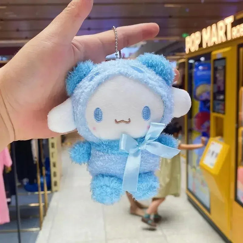 12Cm Sanrio Cartoon Anime Keychain Plush Love Purple Blue Pink Toy Cinnamoroll Cute Soft Stuffed Dolls Pendant Kid Birthday Gift
