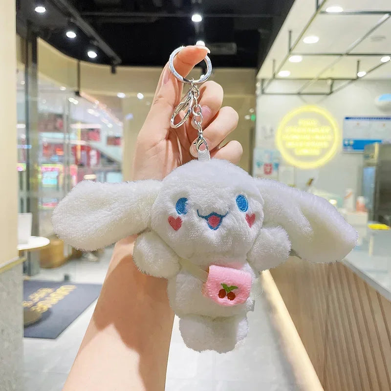 12Cm Sanrio Cartoon Anime Keychain Plush Love Purple Blue Pink Toy Cinnamoroll Cute Soft Stuffed Dolls Pendant Kid Birthday Gift