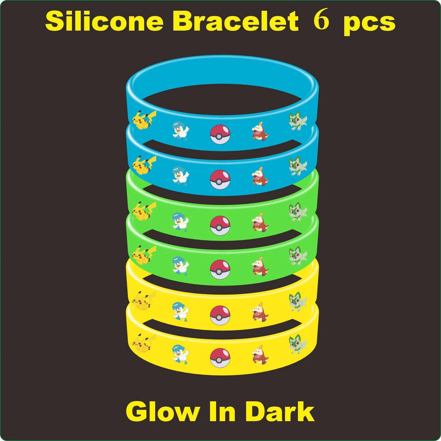 Pokemon Bracelet Anime Pocket Pikachu Noctilucent Cartoon Silicone Wristband Bracelets Party Gifts Cosplay Accessoires Toys