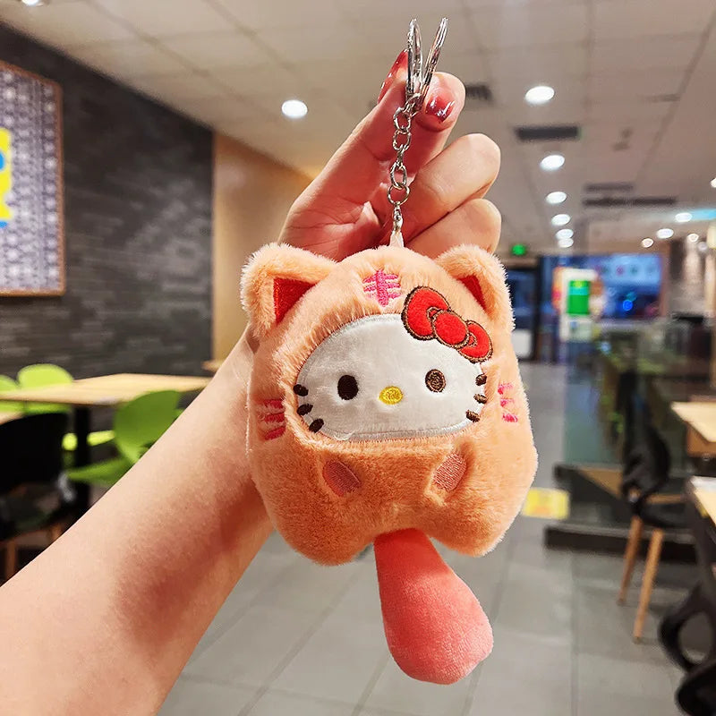 산리오 Fish Plush Keychain Cartoon Sanrio Plush Cinnamoroll 쿠로미 시나모롤 Pompompurin 키링 Cartoon Anime Pendant Kawaii Bag Decor Kid Girl
