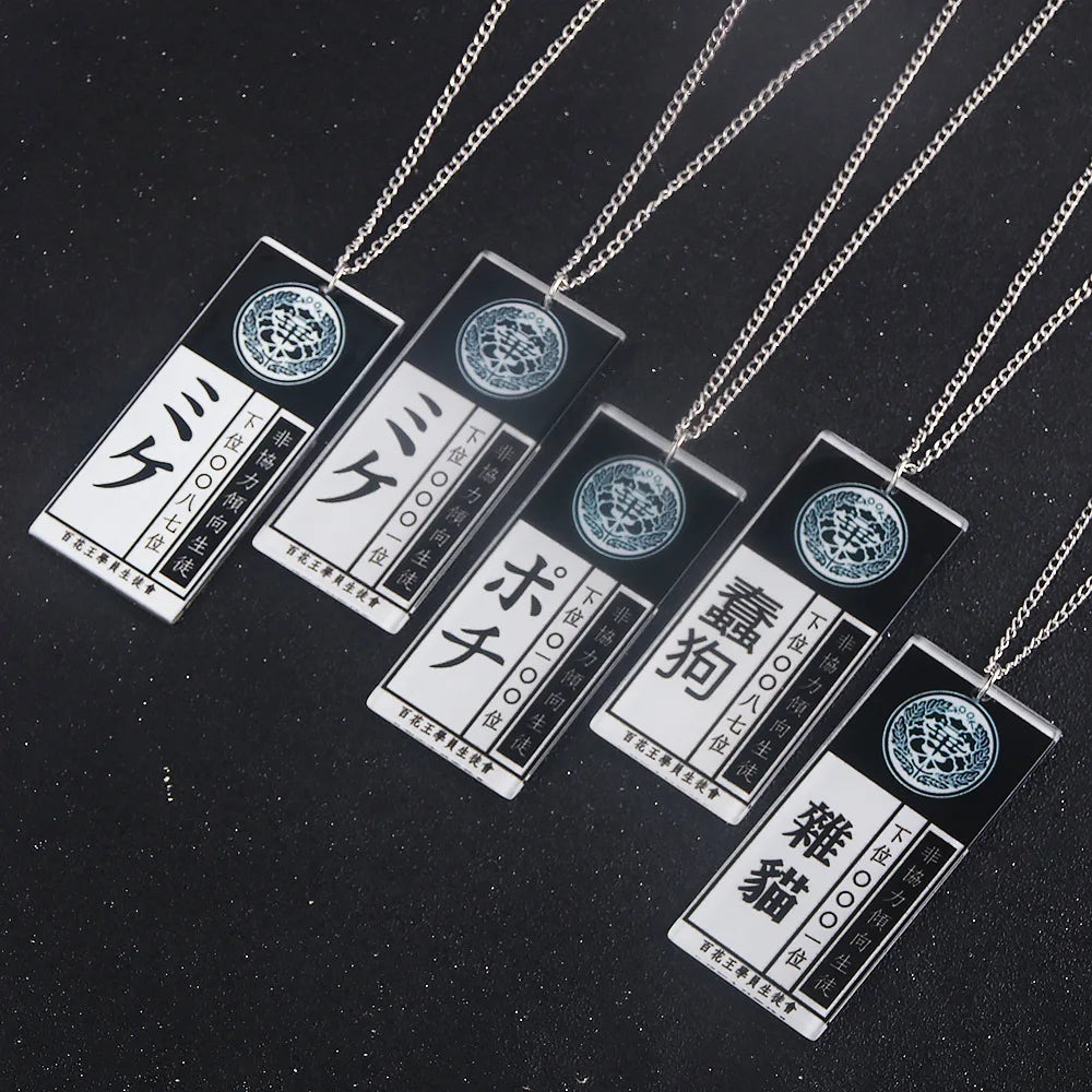 Anime Hot Cool Cosplay Props Kakegurui Yumeko Jabami Acrylic Necklace Pendant Accessories School Name Card Cosplay Accessories