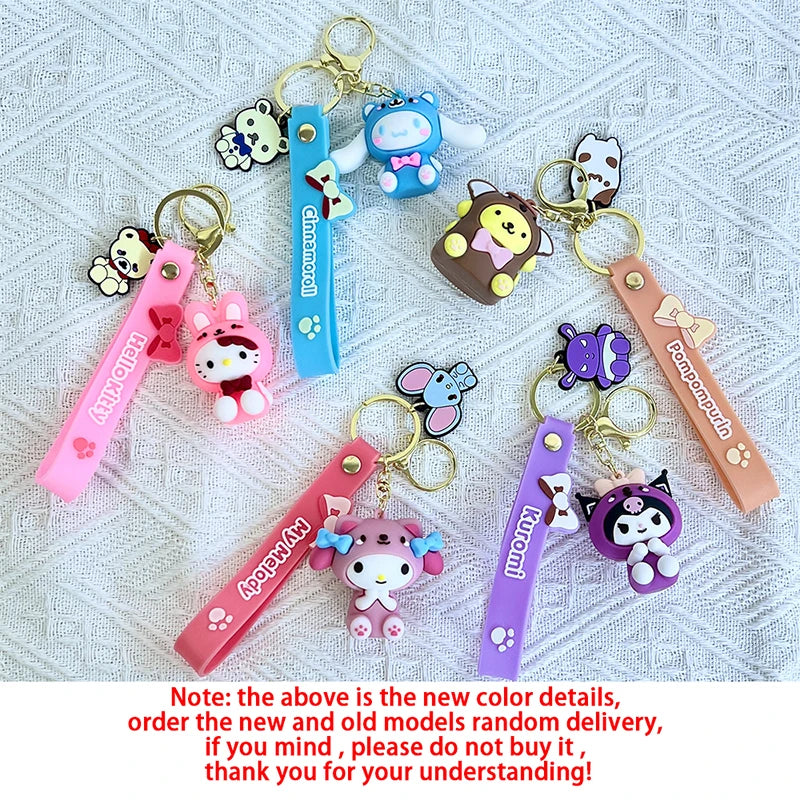 Anime Sanrio Hello Kitty Figures Keychain Kuromi My Melody Action Figural Model PVC Key Ring Cinnamoroll Figurine Birthday Gifts