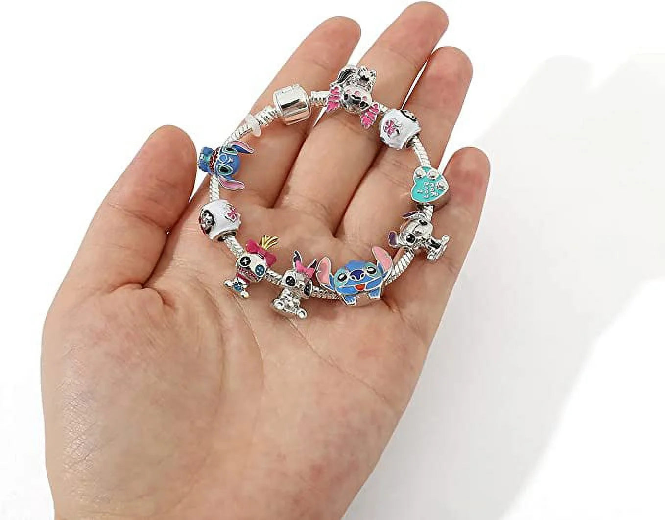 Anime Stitch Charm Bracelet Jewelry - Ohana Means Family Anime Cartoon Charm Bracelet Gifts for Women Girl