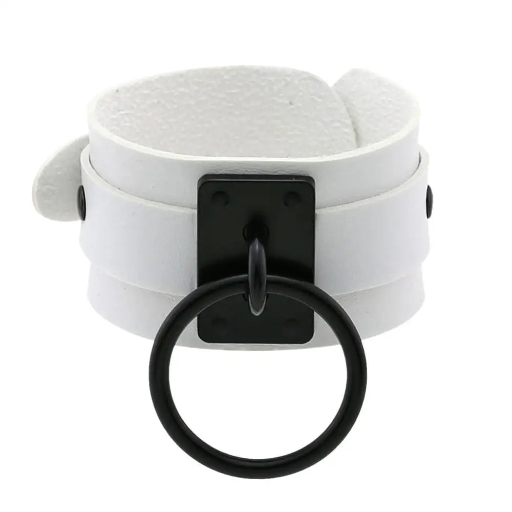 Newest Black O-Round Leather Bracelets for Women Girls 2023 Punk Gothic Anime Wide Bracelet Bangles Men Party Jewelry