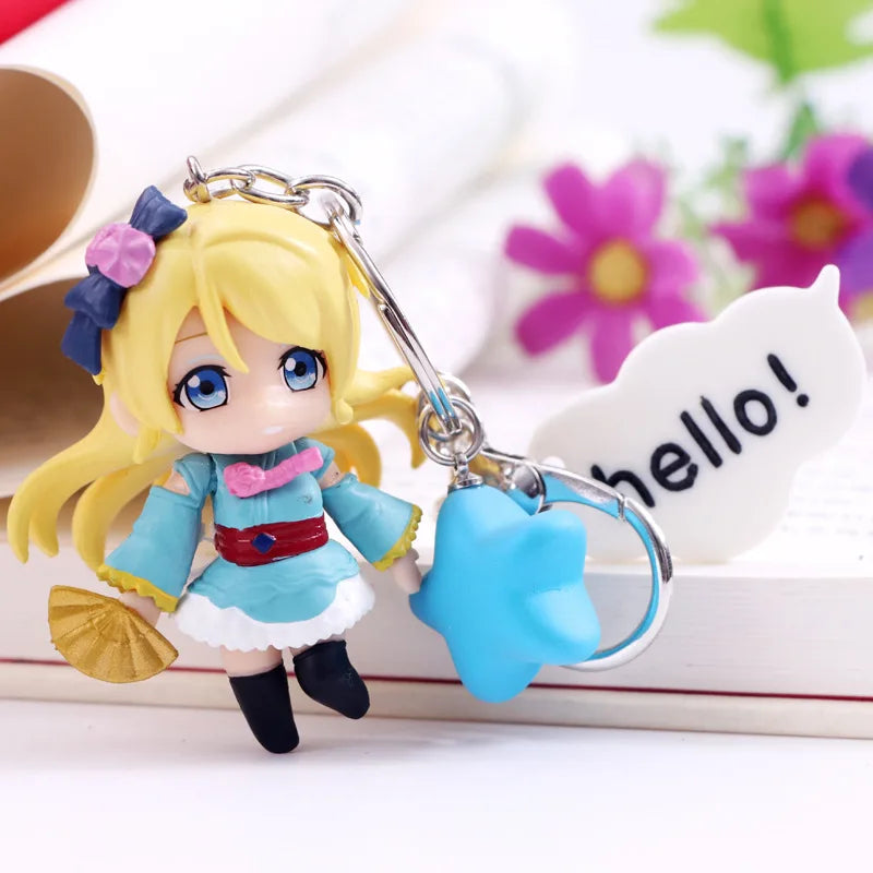 Anime Love Live Cute Kawaii Keychain PVC Figure Key Chain Collectible Model Toy